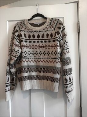 The Main Street Exchange Fair Isle Crewneck Sweater - Beige/Mauve/Olive